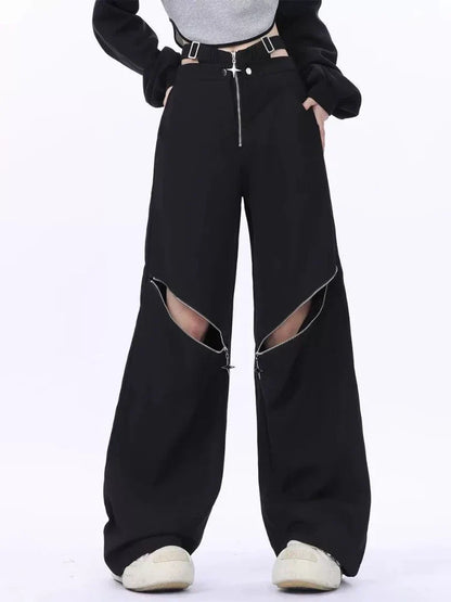 Black Retro Casual Halloween Cargo Pants