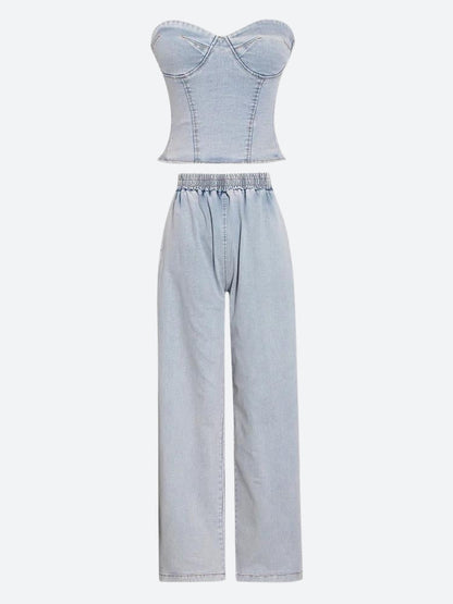 Denim Top & Pants Two Piece Set
