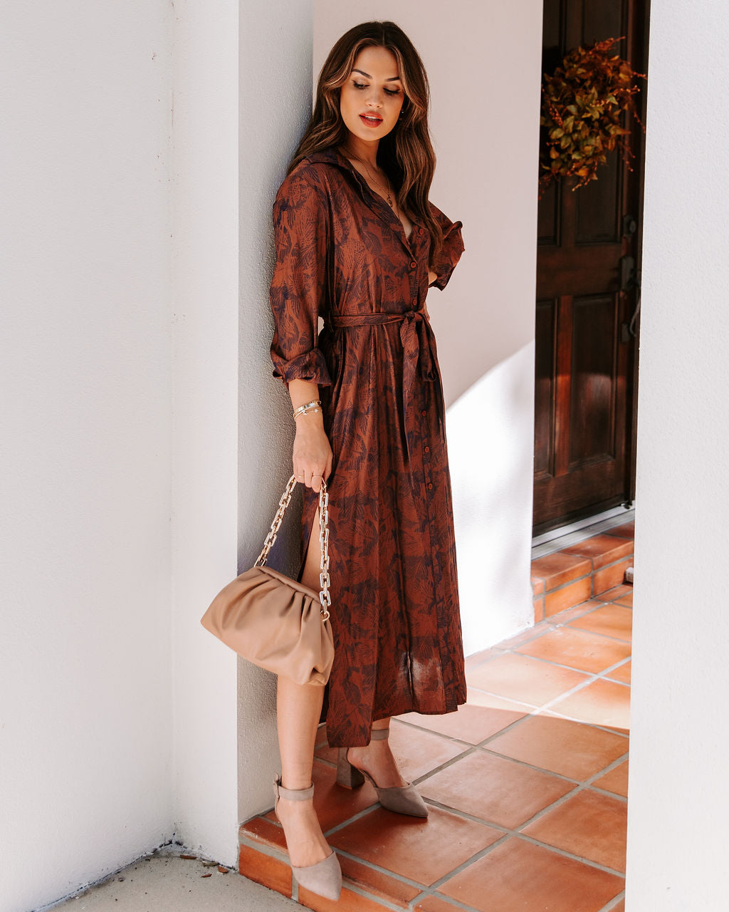 Halina Pocketed Button Down Midi Dress