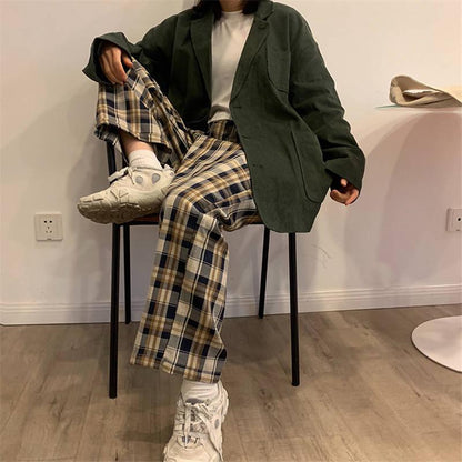 Elasticated Waist Checkered Sweatpants