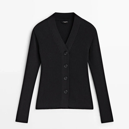 Ethereal simple ribbed small fragrant buttoned delicate stylish Cardigans