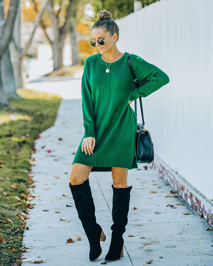 Smoky Mountain Sweater Dress - Green