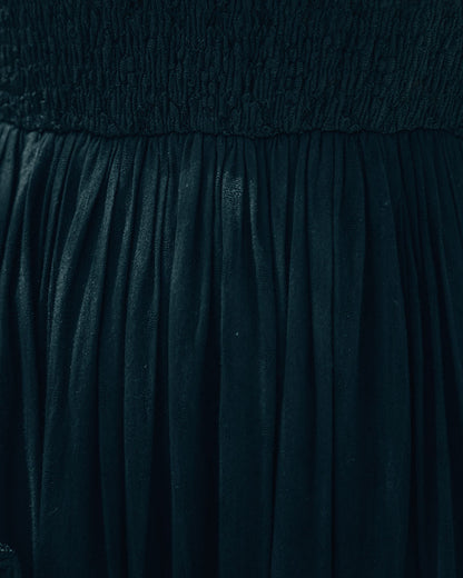 Naite Pocketed Smocked Midi Dress - Black