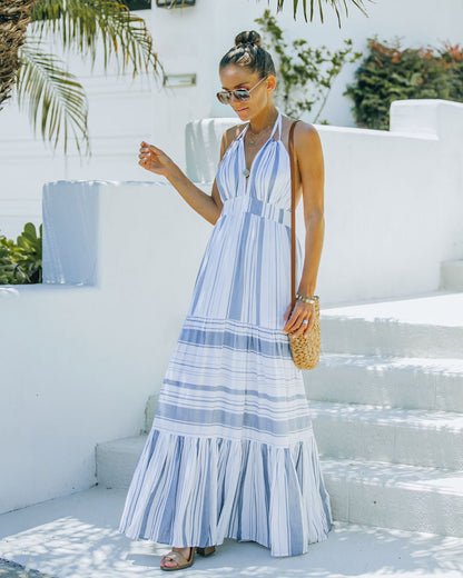 Montpellier Tiered Halter Maxi Dress
