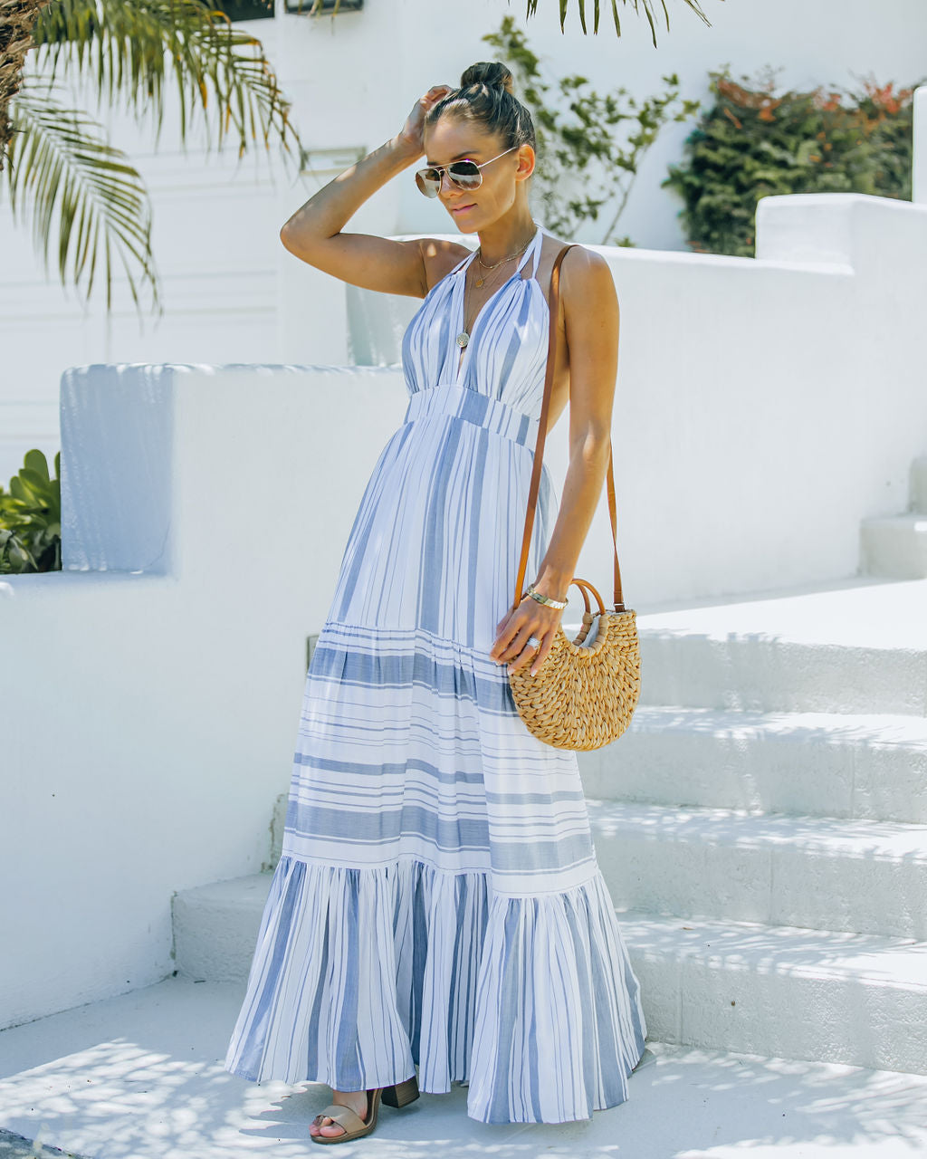 Montpellier Tiered Halter Maxi Dress