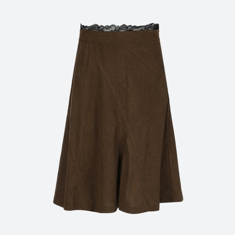 Fairy Grunge Corduroy Midi Skirt