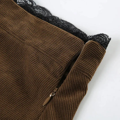 Fairy Grunge Corduroy Midi Skirt