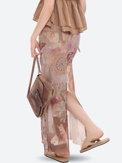 Fairycore Butterfly Mesh Maxi Skirt