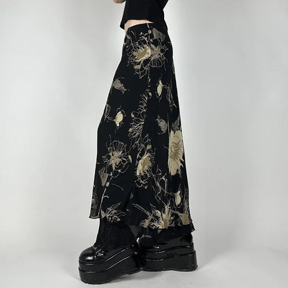 Fairycore Dark Fairy Midi Skirt