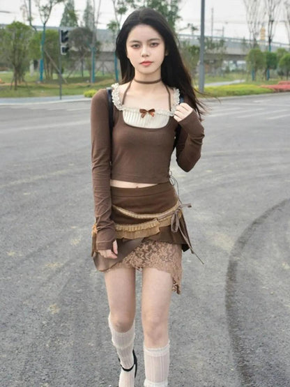 Fairycore Patchwork Mini Skirt