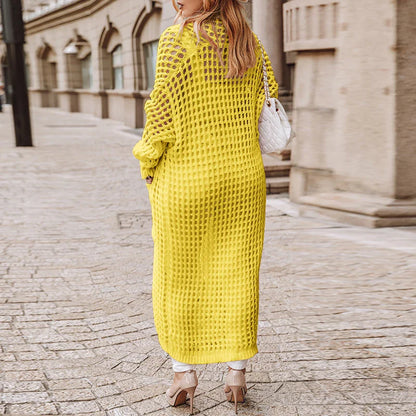 Fall Casual Solid Hollow Fashion Loose Open Thin Winter Coats