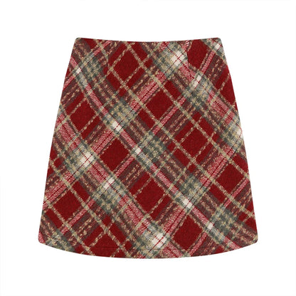 Thick Woolen Plaid Tartan Mini Classic Skirt