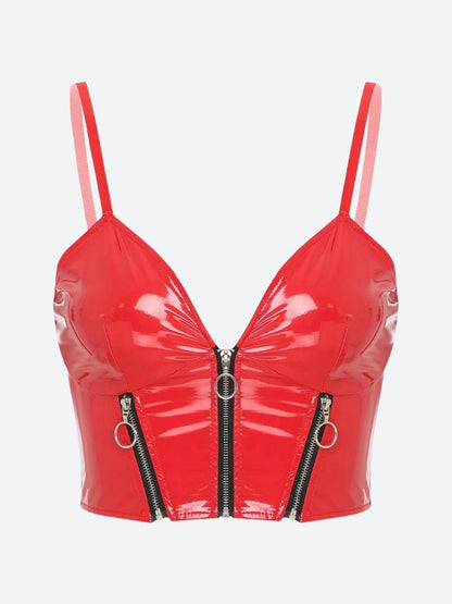 Faux Leather Bustier Crop Top