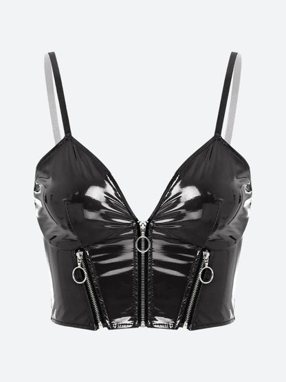 Faux Leather Bustier Crop Top