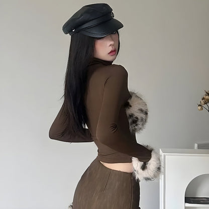 Fluffy Leopard Top