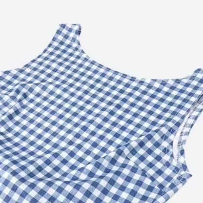 Gingham Bow Backless Top
