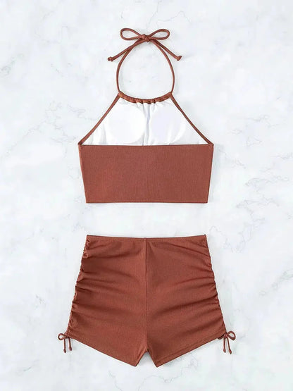 Halter Top & Swim Shorts Bikini Set