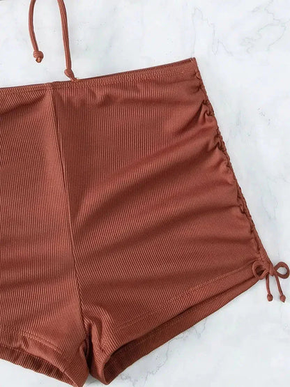 Halter Top & Swim Shorts Bikini Set