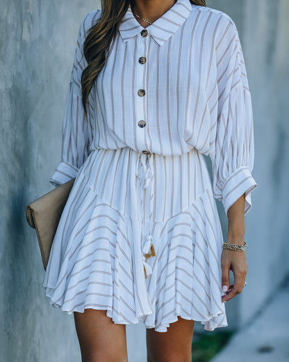 Hina Striped Button Down Shirt Dress