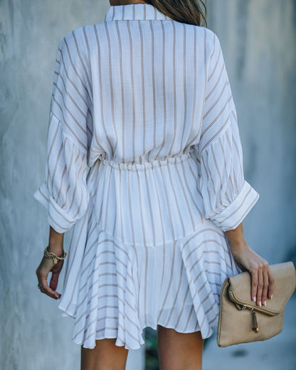 Hina Striped Button Down Shirt Dress