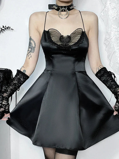 Halter A-Line Sexy Party Neck Satin Mini Backless Cowl Cocktail Strapless Silky Butterfly Frock