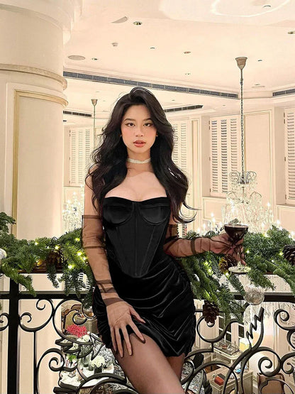 Gothic Velvet Lolita Emo Clubwear Grunge Mini Sleeveless Elegant Punk Sexy Gown