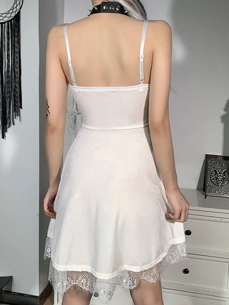 Velvet Moon Pendant Backless Spaghetti Lace A-Line Sleeveless Strap Waist-in Corset Trim Colorful Frock