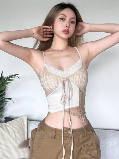 Lace Asymmetric Patchwork Top