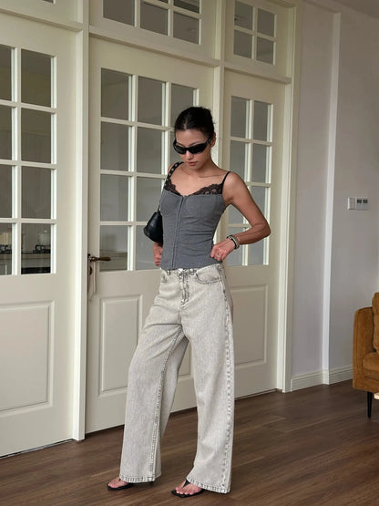 Lace Trim Bustier Top