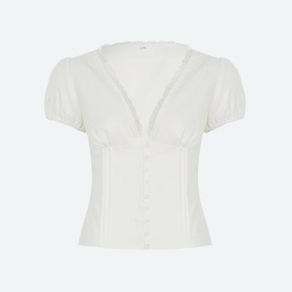 Lace Trim Button Up Shirt