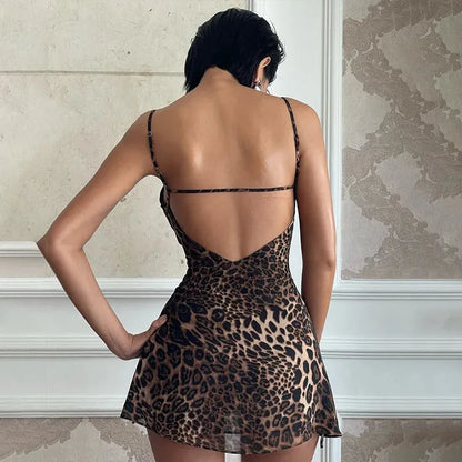 Leopard Backless Mini Dress