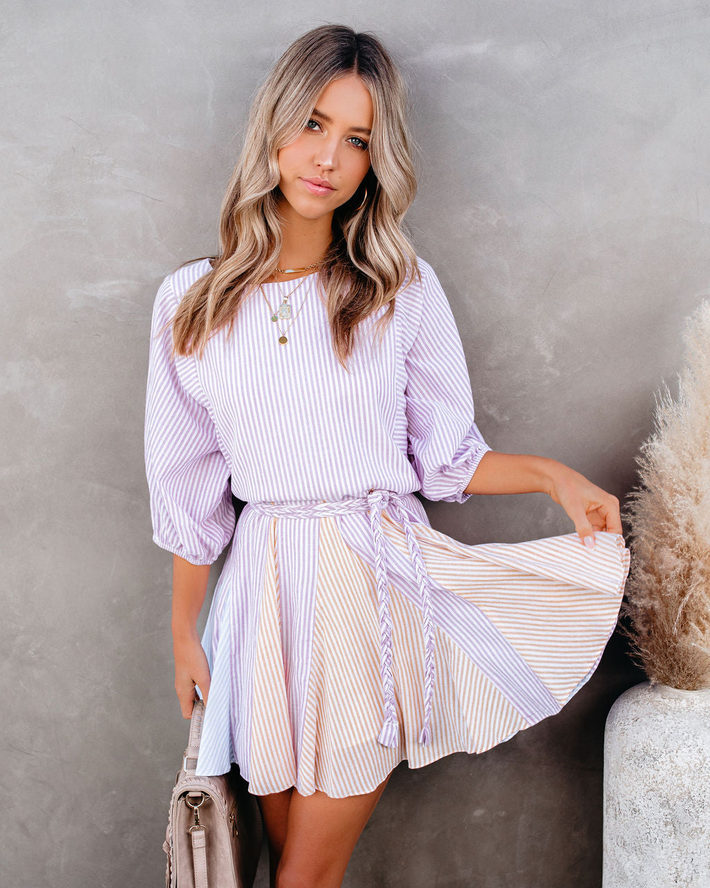 Montauk Cotton Blend Striped Rope Tie Dress