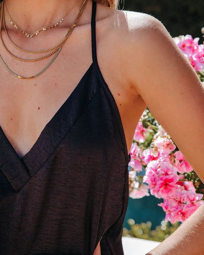 Madisyn Satin Racerback Dress - Black