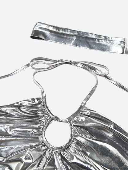 Metallic Halter Neck Top