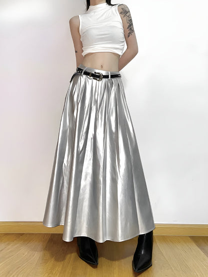 Metallic Silver Maxi Dress