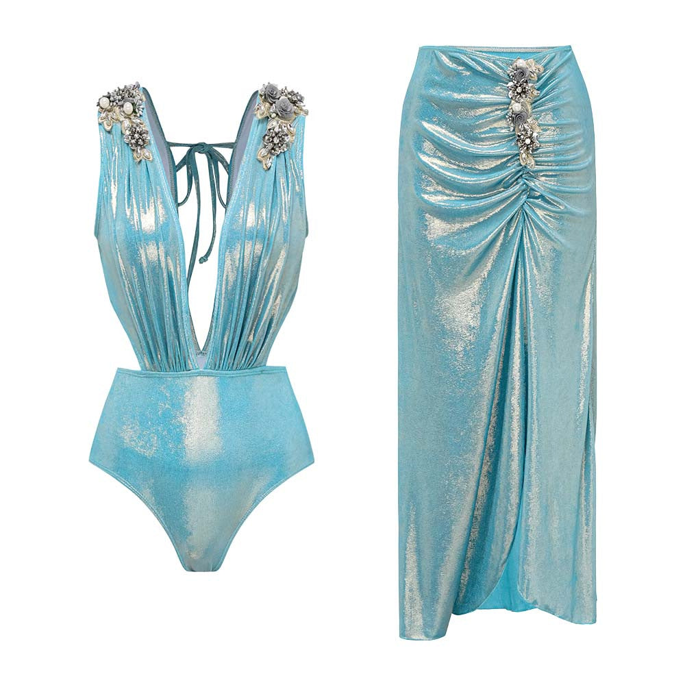 Coastal Chic Swimsuit Set - Blue