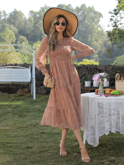 Takeoff Star Print Pocketed Maxi Dress - Peach