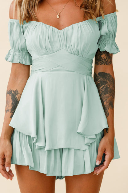 Mahoney Smocked Ruffle Mini Dress - Pistachio