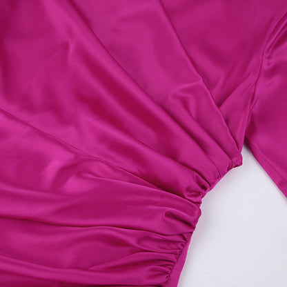 Didi Satin Drape Mini Dress - Bright Fuchsia