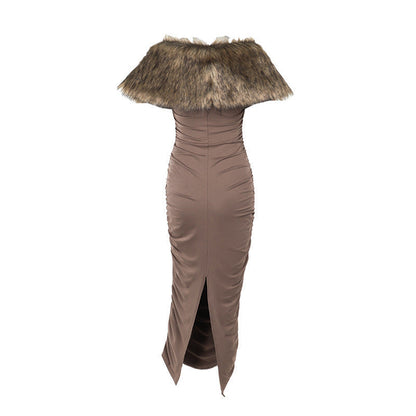 Mocha 2 piece Maxi Dress - Brown