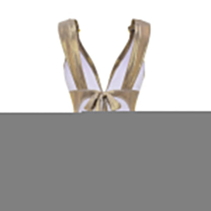 Golden Tide V-neck Swimsuit  - Gold