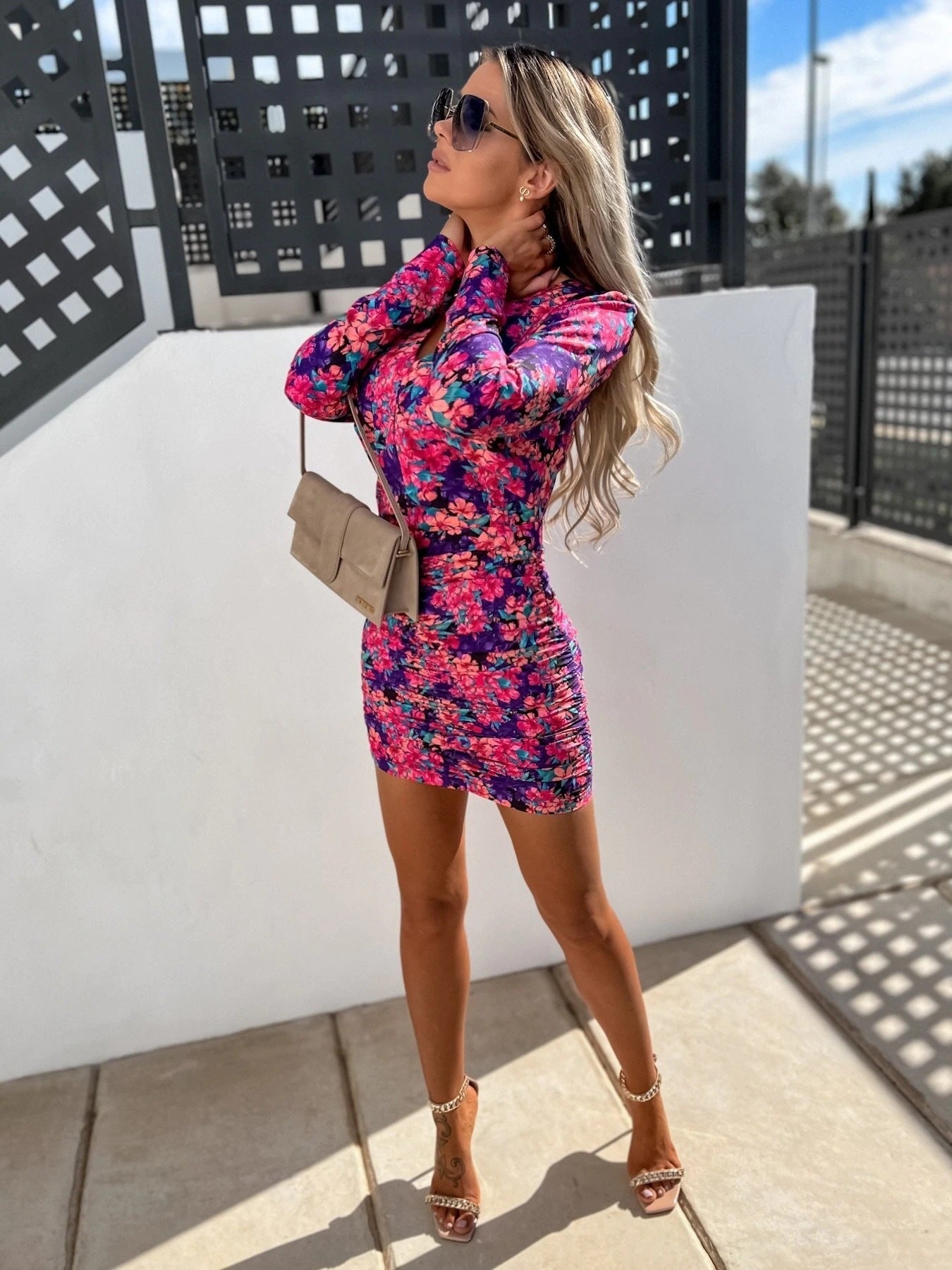 Love Wildly Satin Floral Mini Dress