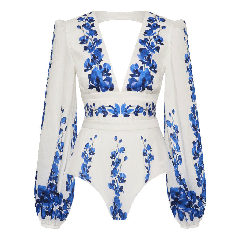 Monte Coast Swimsuit Long Skirt Set - Blue