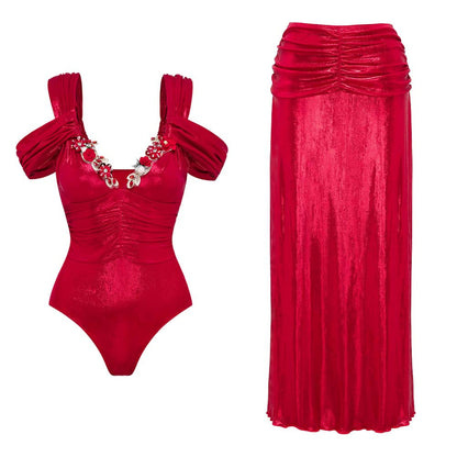 Coastal Chic Swimsuit Set - Red