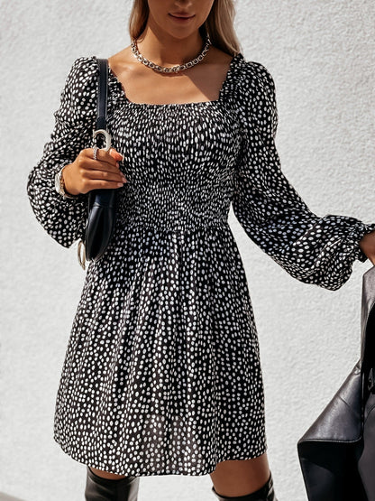 Morris Floral Bell Sleeve Ruched Mini Dress