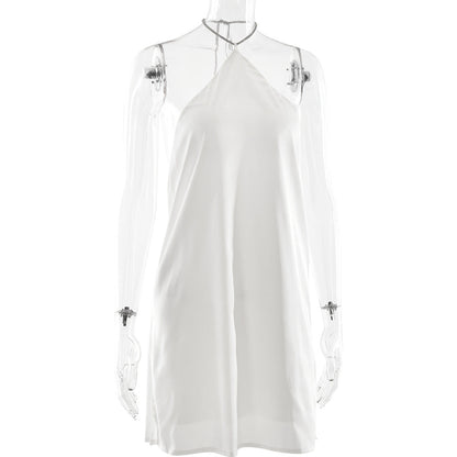 Satin Halter Backless Bodycon Mini Dress