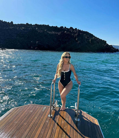 Storme Swimsuit Short Skirt Set - Black