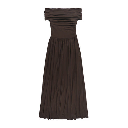 Dahlia Off-Shoulder Dress - Brown