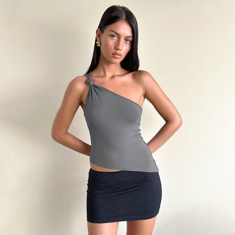 Cranston One-Shoulder Top - Grey