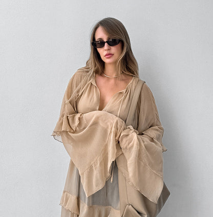 Ronnie Sheer Dress - Khaki